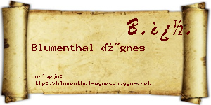 Blumenthal Ágnes névjegykártya